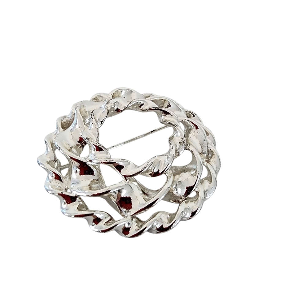 Anne Klein vintage brooch vintage pin retro silver tone - Picture 6 of 12